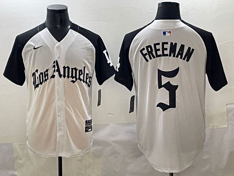 Men 2025 Los Angeles Dodgers #5 Freeman White black Five generations Joint Name Nike MLB Jersey style 526
